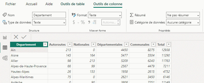 resultat power query